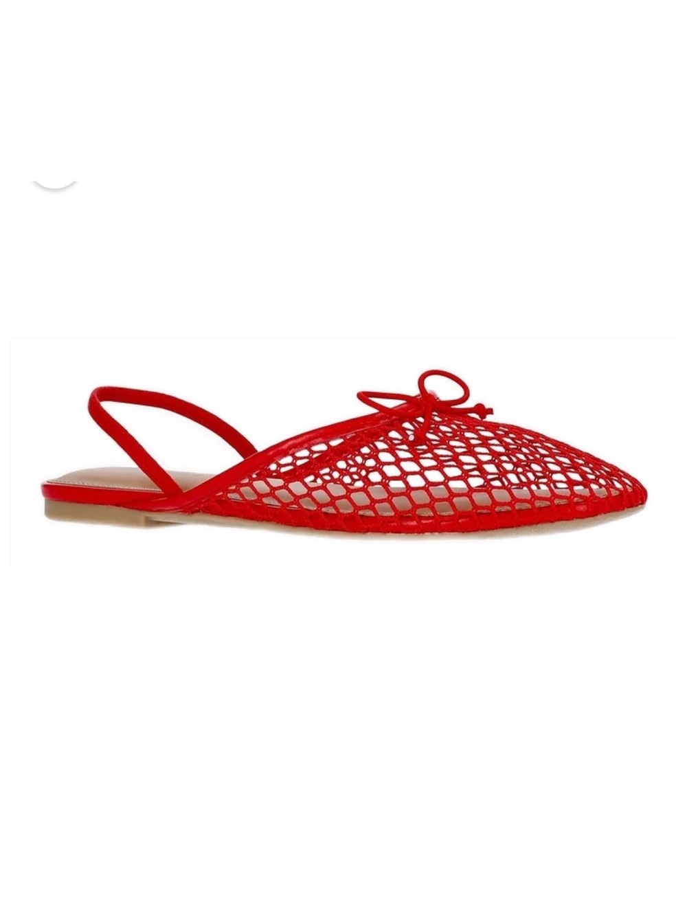 No Boundaries Red Mesh Pointed Slingback Flats with Bow